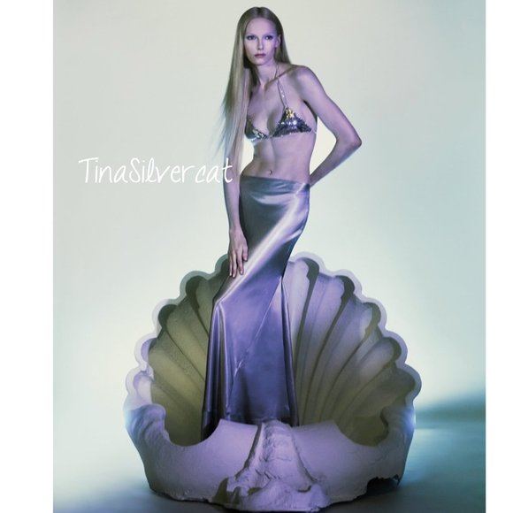 BLOGGER'S FAVE! Zara Sequin Appliqué Bikini Top Silver NWT - Picture 8 of 17